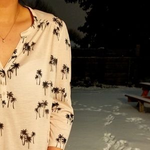 Cream color with palm tree imprint, long sleeve